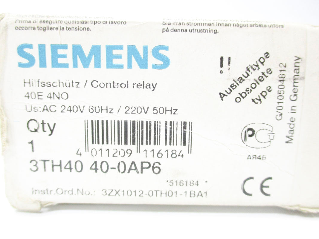 SIEMENS 3TH4040-0AP6 240VAC 10A NSMP