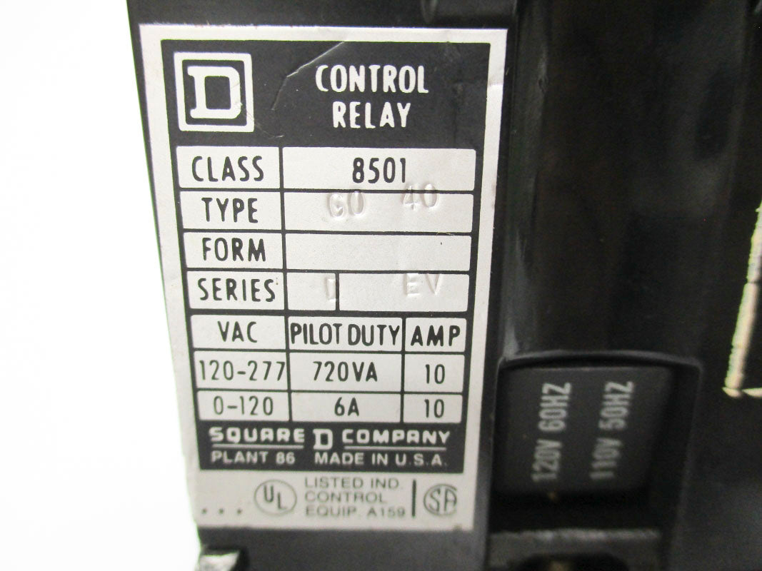 SQUARE D 8501GO40 SER. D 110/120V 10A UNMP