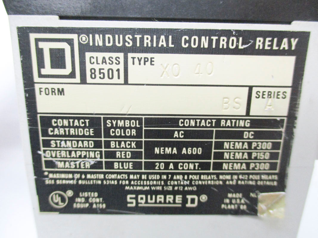 SQUARE D 8501XO40V06 SER. A 440-480V UNMP