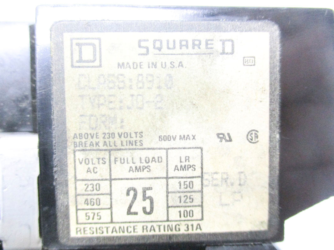 SQUARE D 8910JO2 31A 24V UNMP