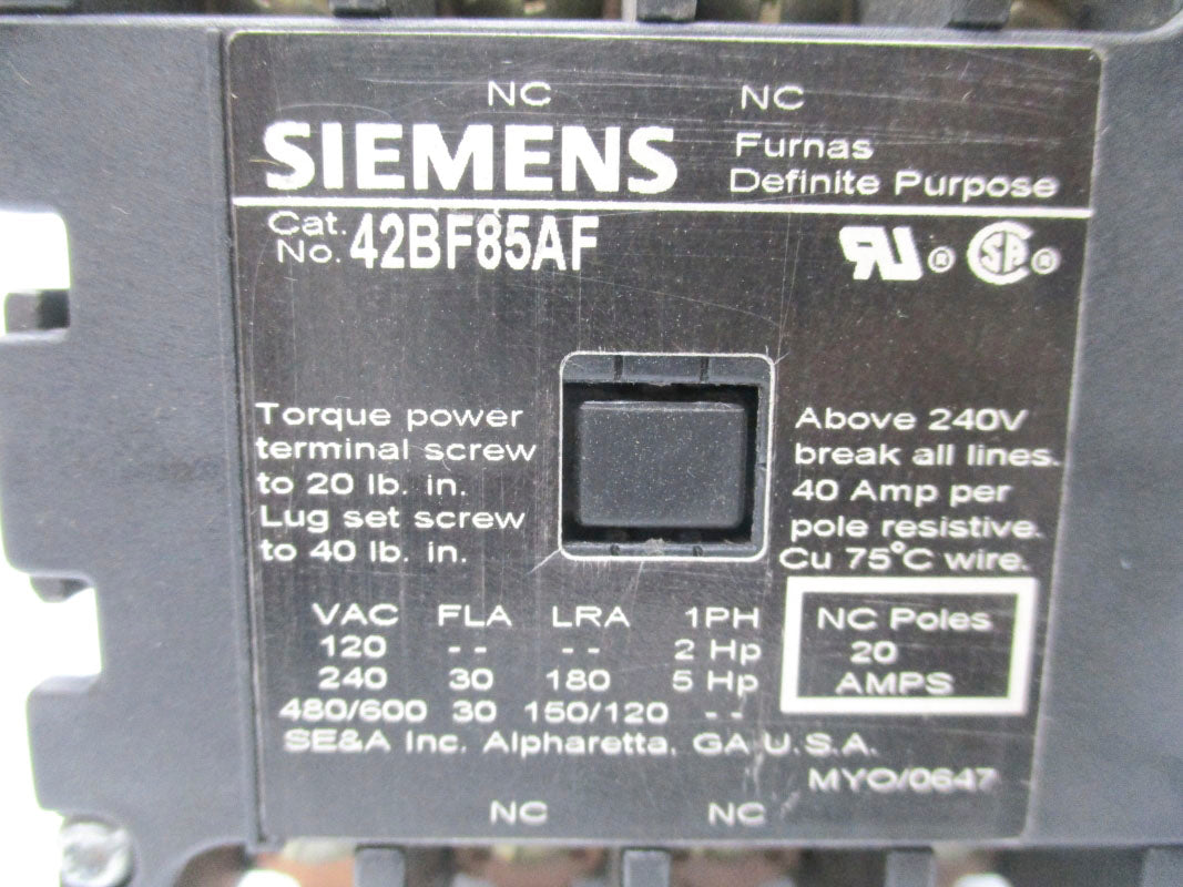SIEMENS 42BF85AF 110/120V 40A NSMP