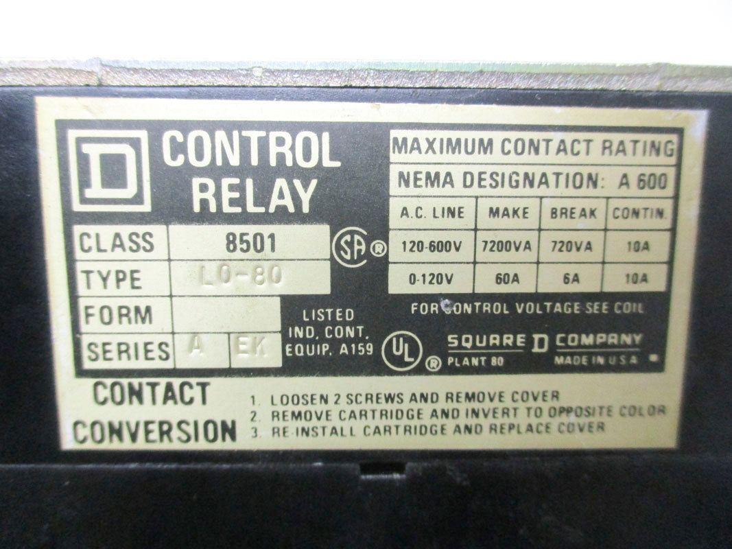 SQUARE D 8501LO80 SER. A 110/120V 60A UNMP