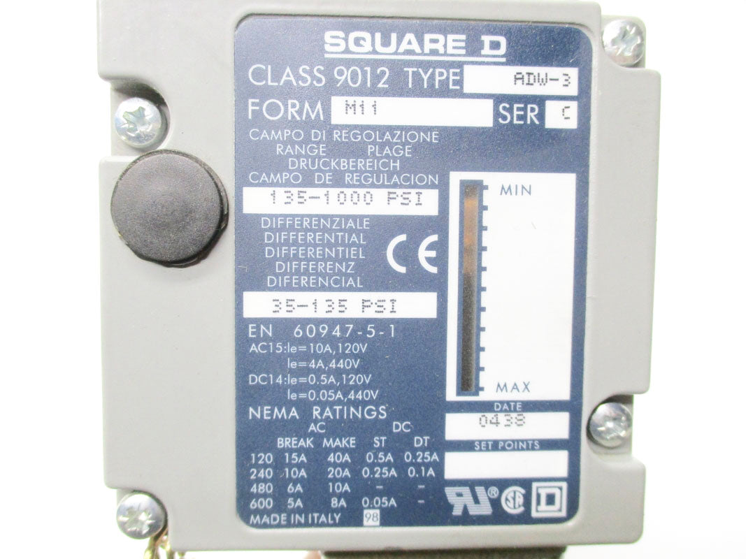 SQUARE D 9012ADW3 SER. C 135-1000PSI NSMP