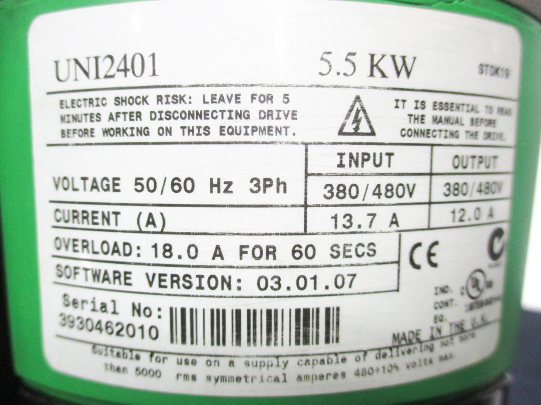 CONTROL TECHNIQUE UNI2401 380/480V 13.7A (AS PICTURED) NSNP