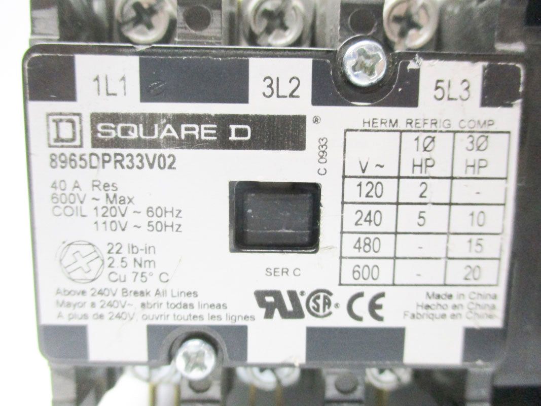 SQUARE D 8965DPR33V02 40A 600V UNMP