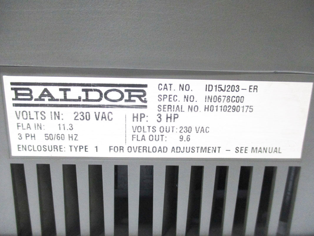 BALDOR ID15J203-ER 230VAC 3HP NSNP