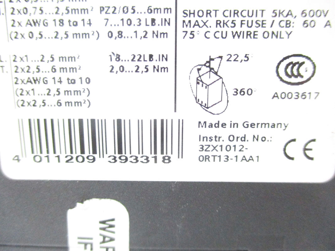 SIEMENS 3ZX1012-ORT13-1AA1 24VDC NSNP
