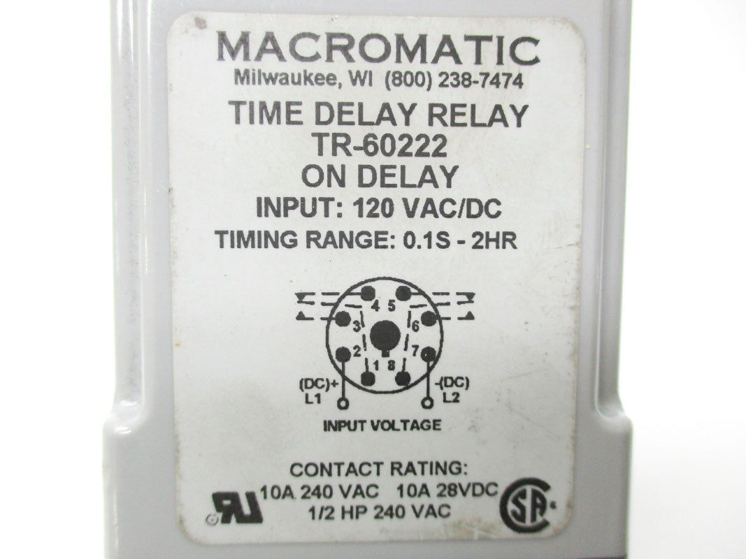 MACROMATIC TR-60222 120VAC/DC 0.1S-2HR 10A NSMP