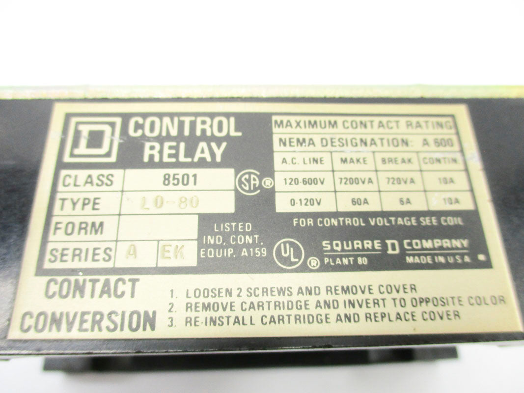 SQUARE D 8501LO80 SER. A 600V 60A (AS PICTURED) UNMP