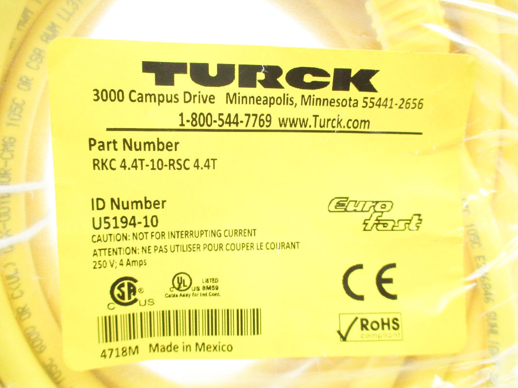 TURCK RKC4.4T-10-RSC4.4T U5194-10 250V 4A NSMP