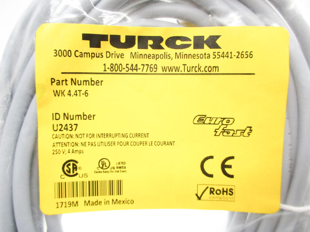 TURCK WK4.4T-6 U2437 250V 4A NSMP
