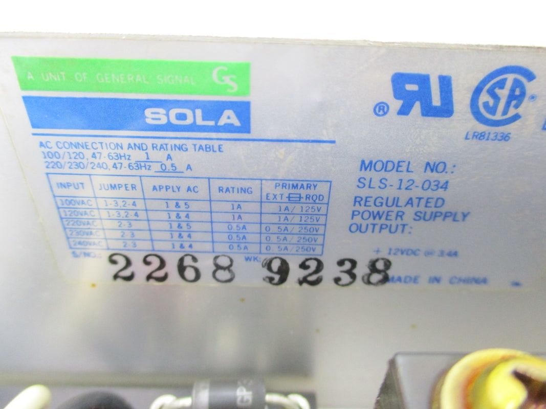 SOLA SLS-12-034 250V 0.5A UNMP