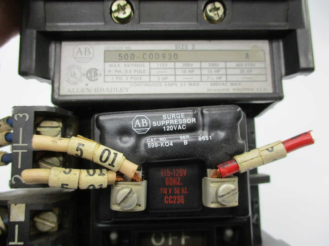 ALLEN BRADLEY 500-COD930 SER. A 120V 45A UNMP