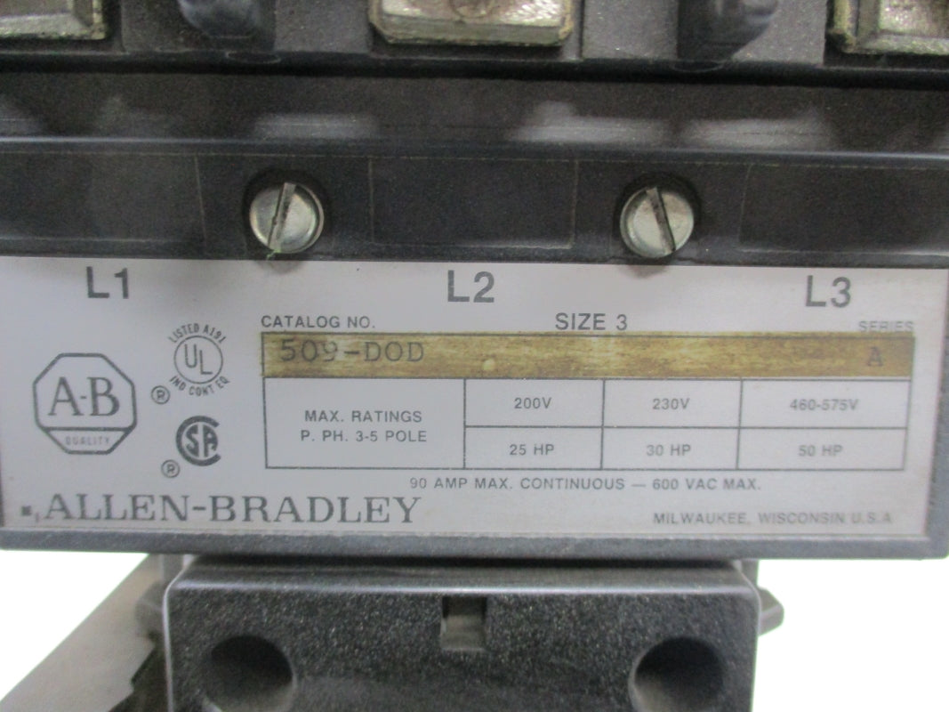 ALLEN BRADLEY 509-BOD SER. A 90A 120V UNMP