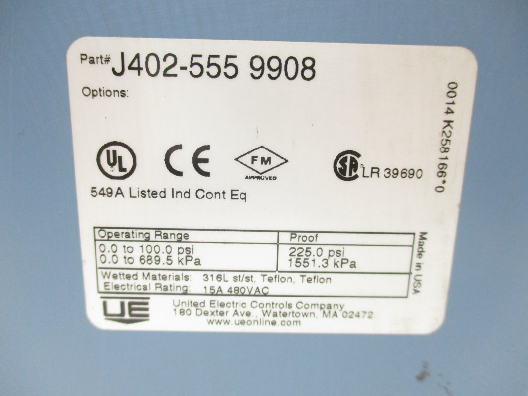 UNITED ELECTRIC J402-5559908 0-100PSI 15A 400VAC NSNP