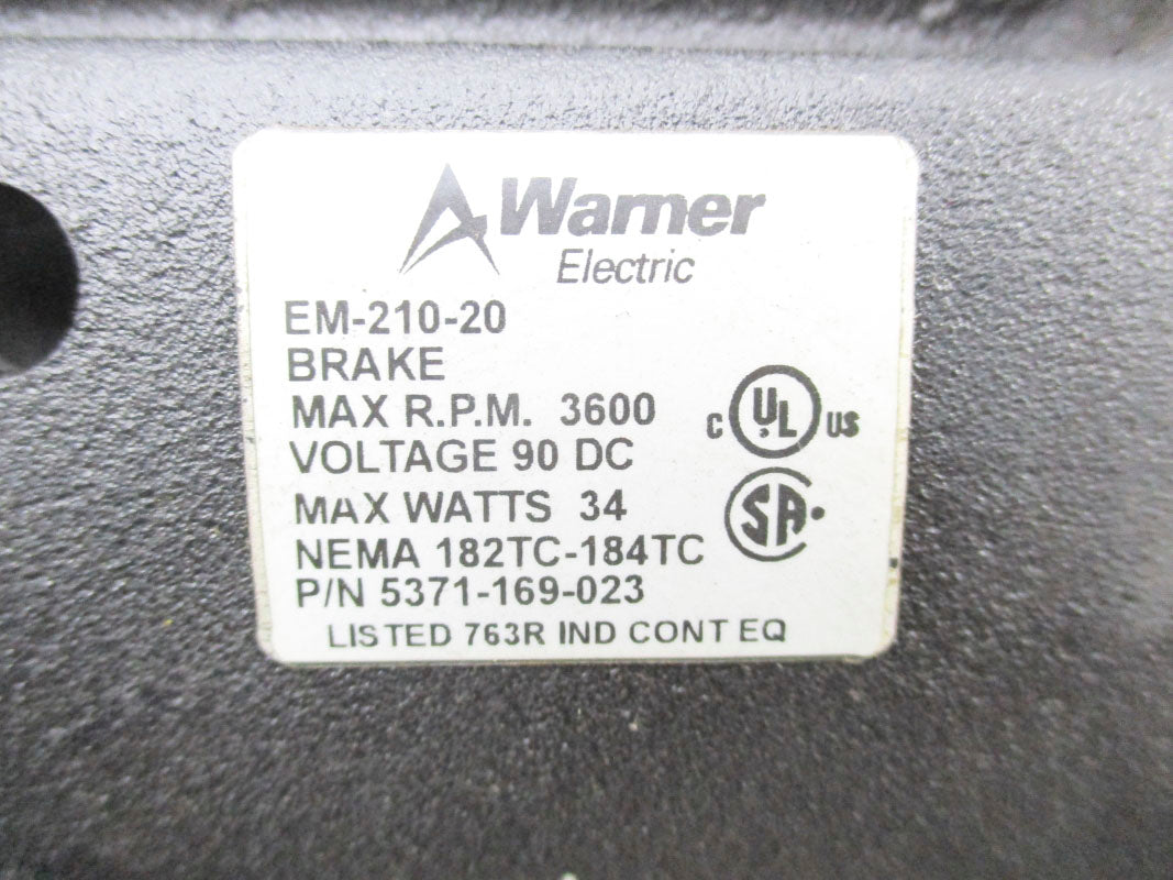 WARNER ELECTRIC EM-210-20 5371-169-023 90VDC 3600RPM NSNP