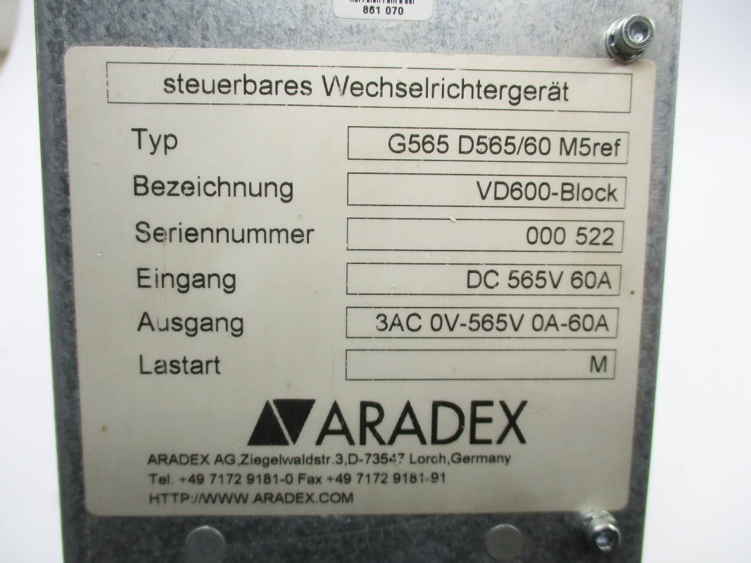 ARADEX G565D565/60M5REF VD600-BLOCK 565VDC 60A UNMP