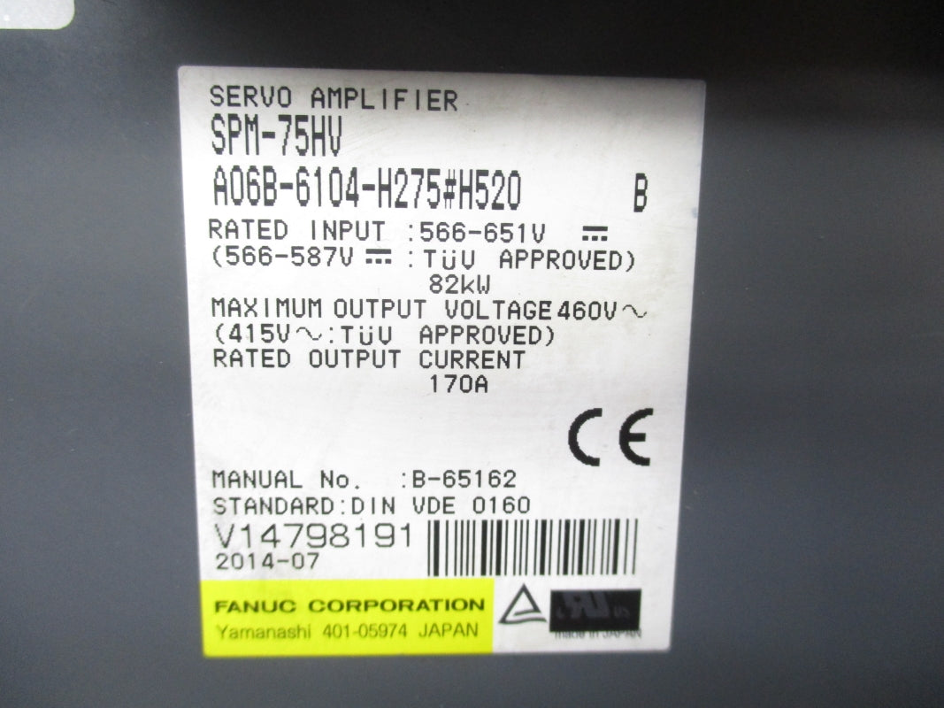 FANUC A06B-6104-H275#H520 SPM-75HV 566-651V 170A UNMP