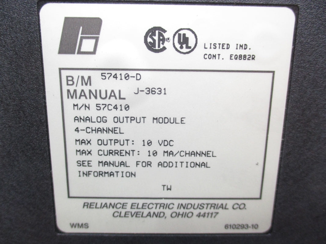 RELIANCE ELECTRIC 57C410 57410-D 10VDC UNMP