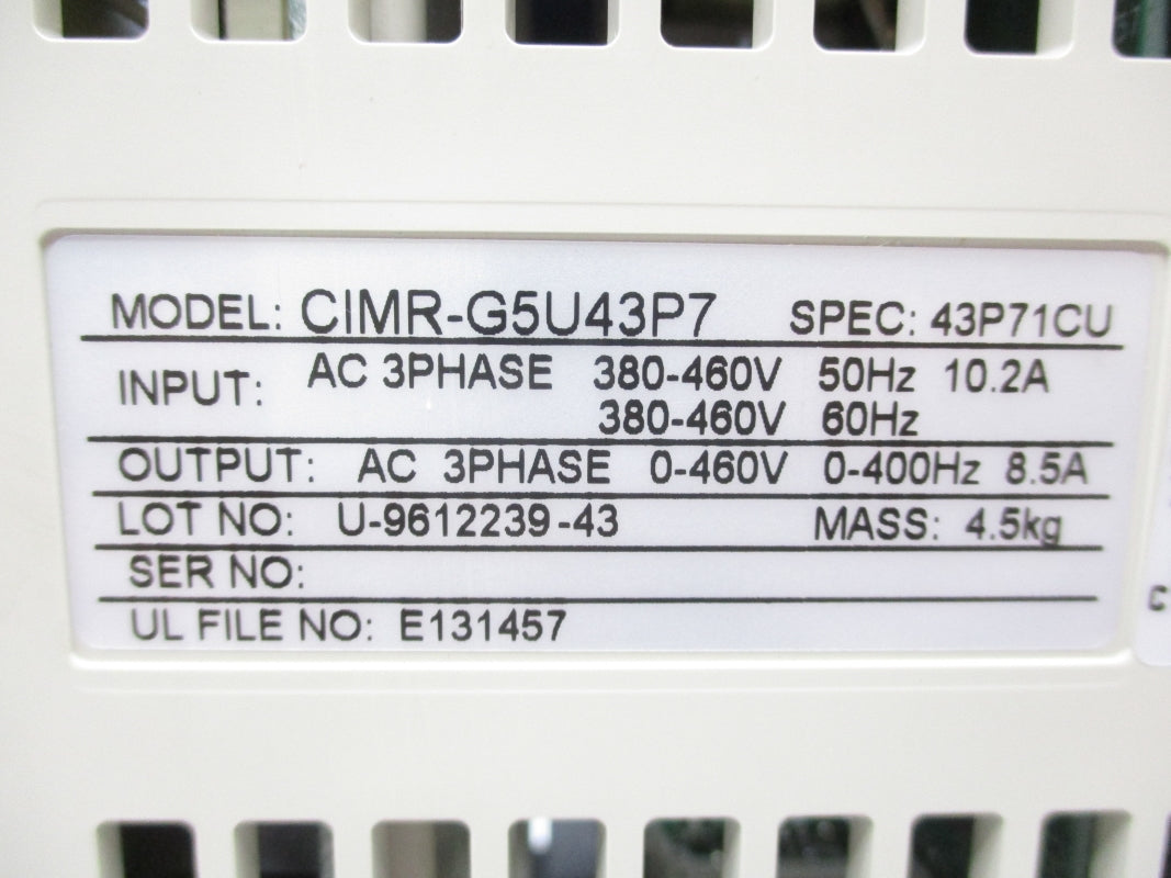 P&H CIMR-G5U43P7 460V 10.2A NSNP