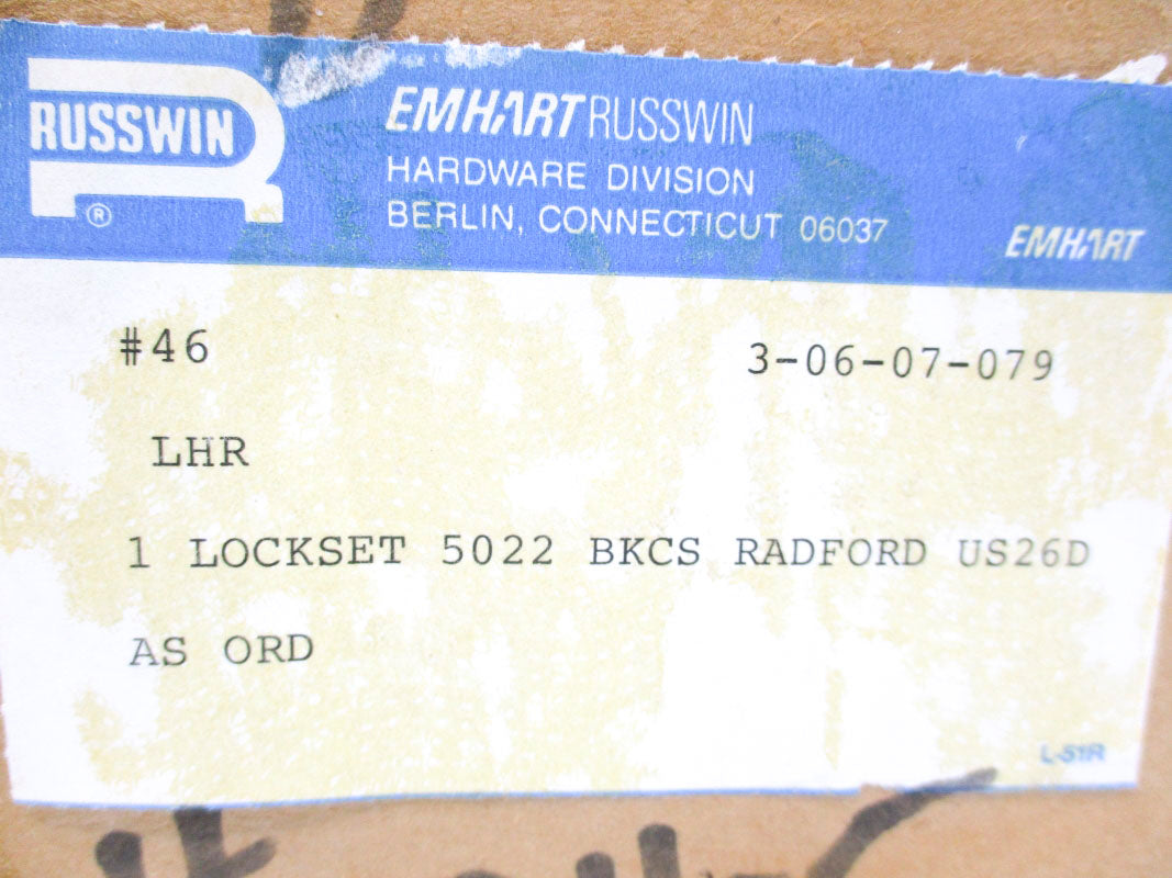 RUSSWIN 5022-BKCS-RADFORD-US26D NSMP