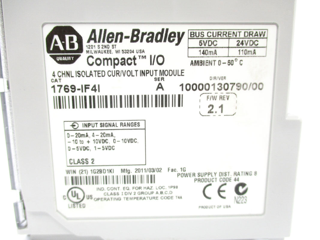 ALLEN BRADLEY 1769-IF4I SER. A F/W 2.1  24VDC NSNP