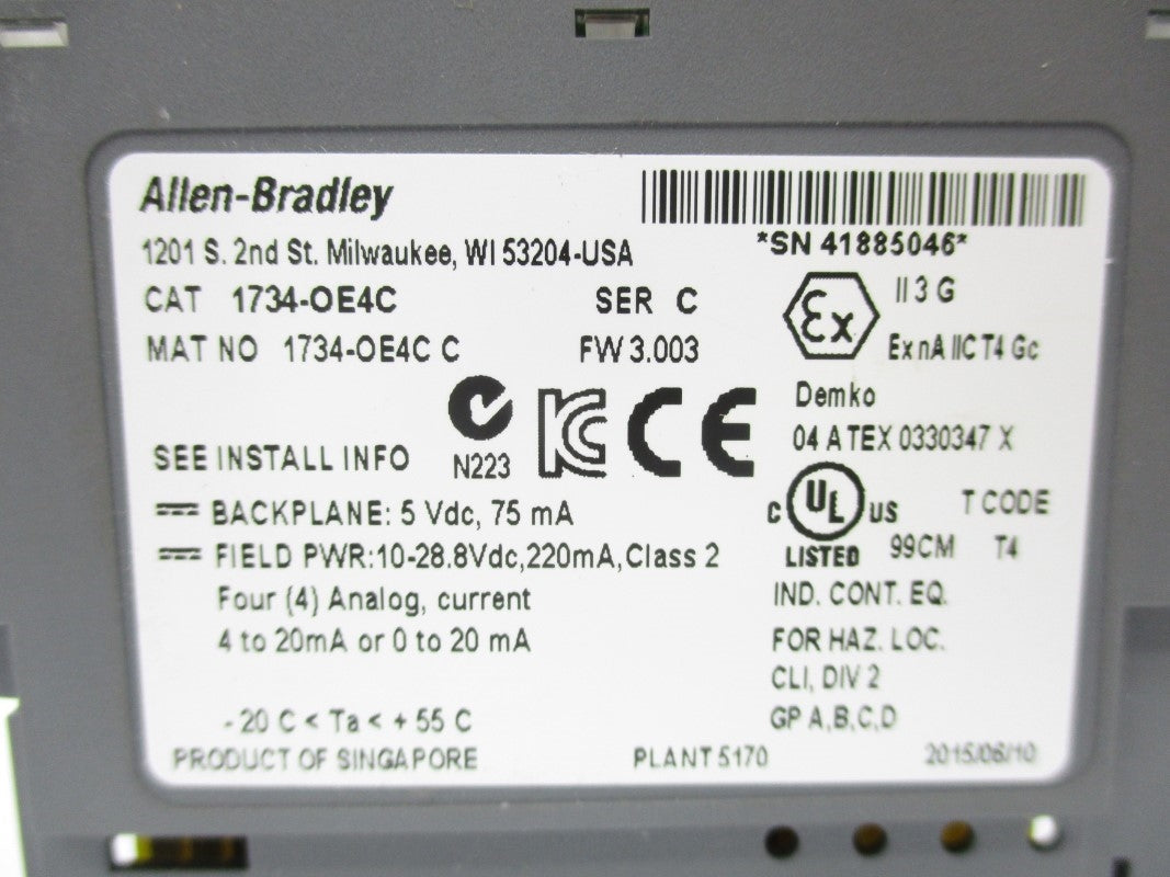 ALLEN BRADLEY 1734-OE4C SER. C 10-28.8VDC F/W 3.003 UNMP