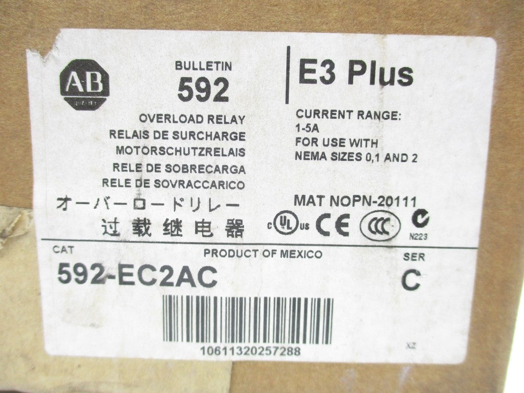 ALLEN BRADLEY 592-EC2AC SER. C 600VAC 1-5A NSMP