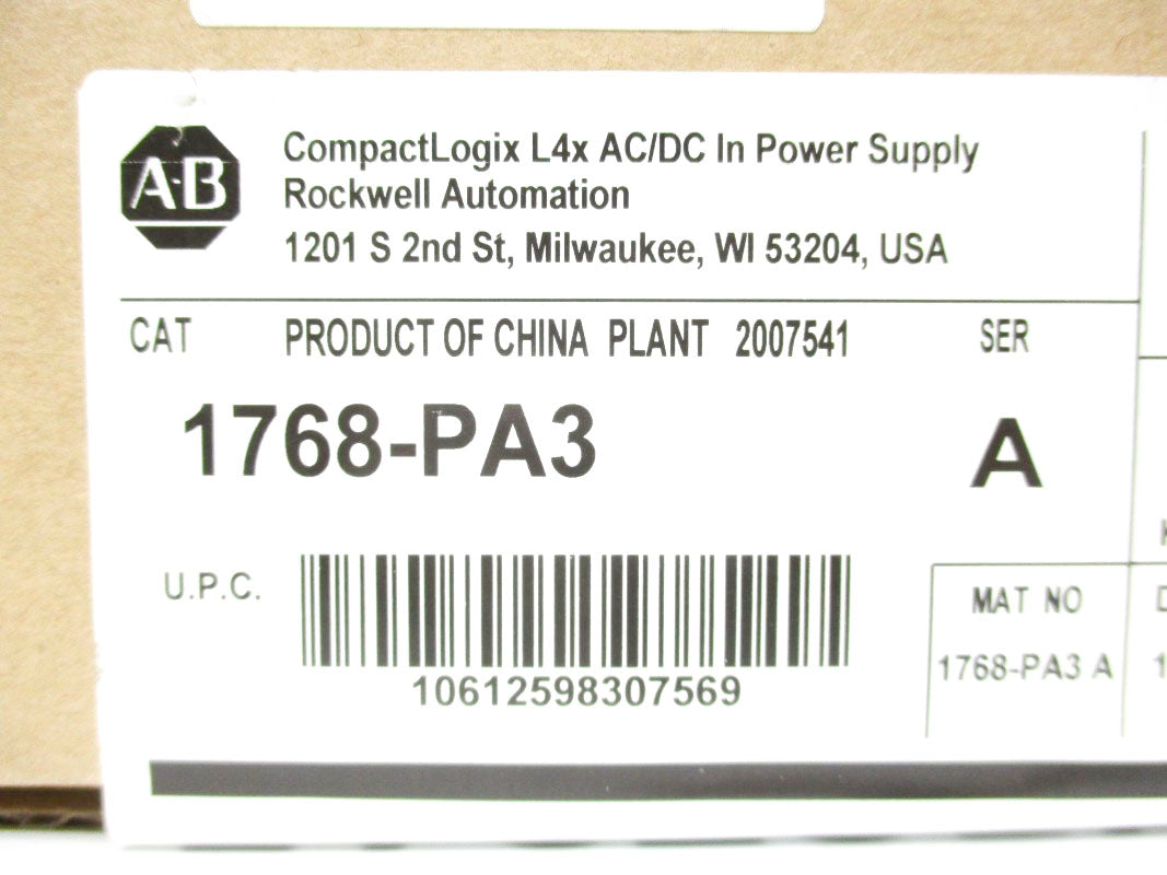 ALLEN BRADLEY 1768-PA3 SER. A DATE: 2019 NSFS