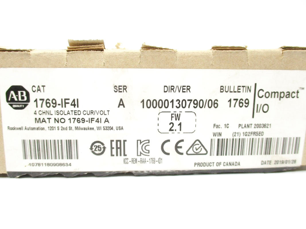 ALLEN BRADLEY 1769-IF4I SER. A 24VDC F/W 2.1 NSMP