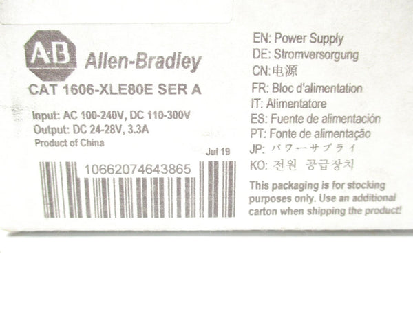 ALLEN BRADLEY 1606-XLE80E SER. A 100-240VAC 1.4A NSMP