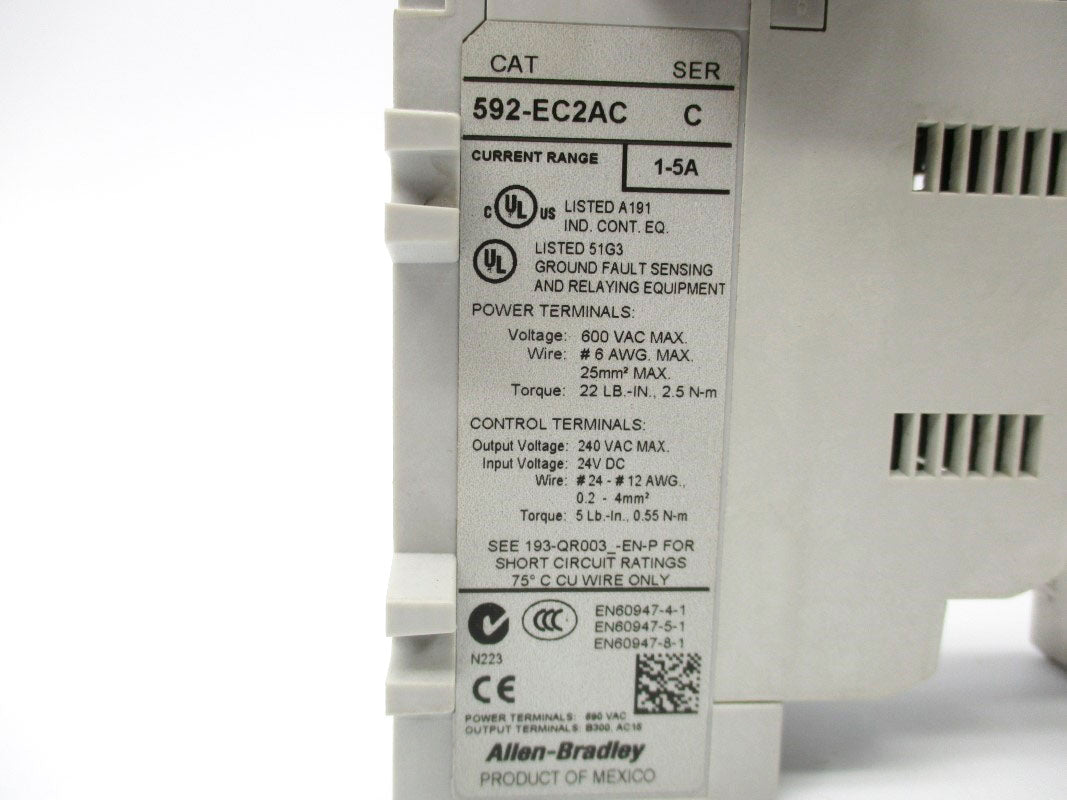 ALLEN BRADLEY 592-EC2AC SER. C 24VDC 1-5A (BR/WH) NSMP