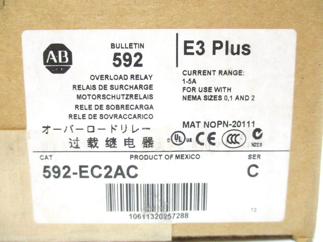 ALLEN BRADLEY 592-EC2AC SER. C 24VDC 1-5A (BR/WH) NSMP