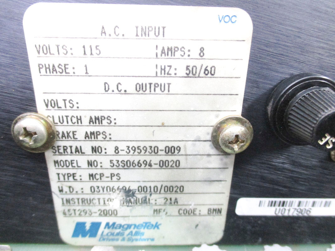 MAGNETEK 53S06694-0020 115V 8A UNMP