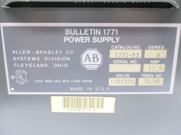 ALLEN BRADLEY 1771-P2 SER. B 120/220V 1/.5A UNMP