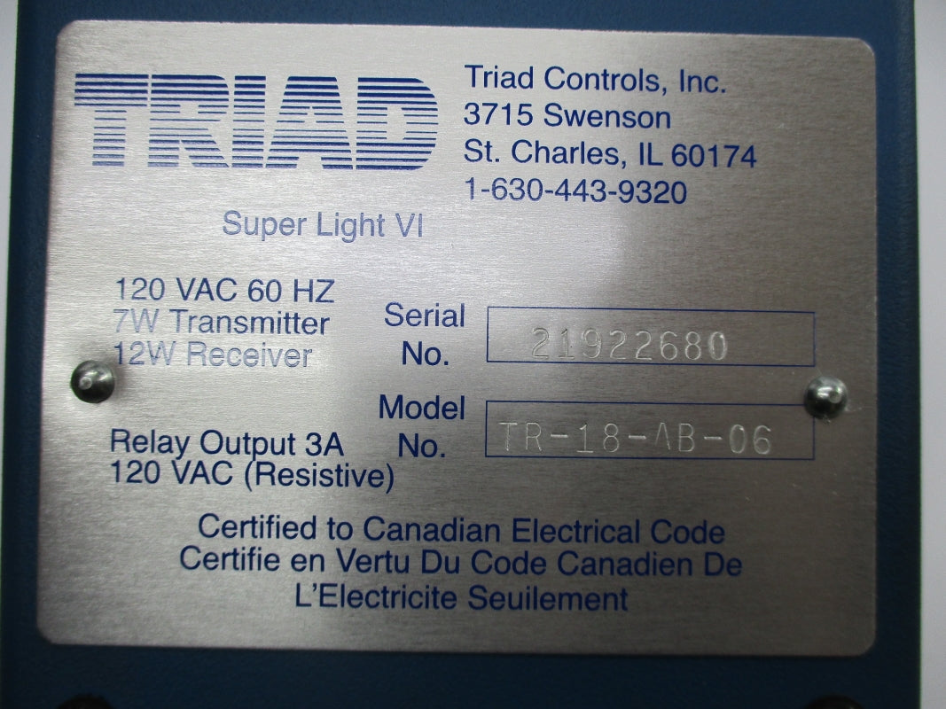 TRIAD TR-18-AB-06 R 120VAC UNMP