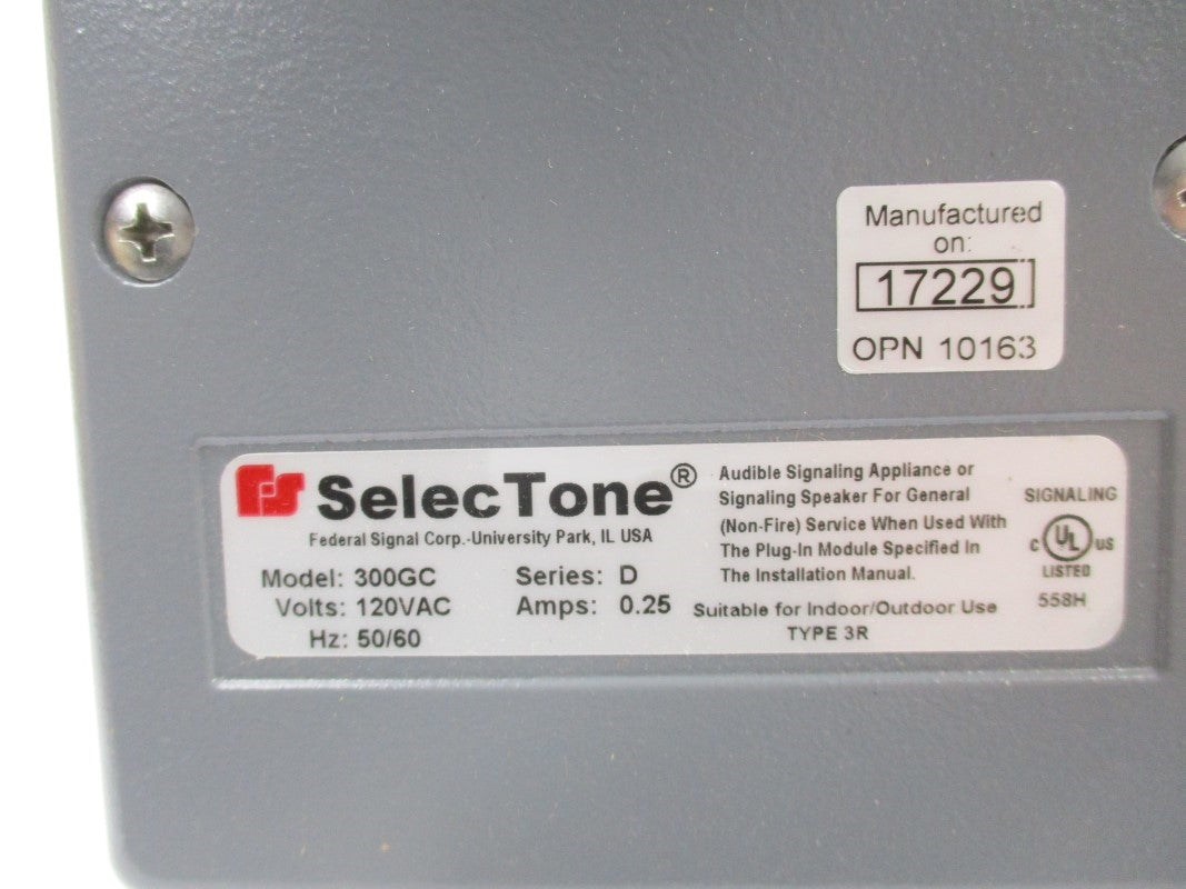FEDERAL SIGNAL 300GC-120 SER. D 120VAC NSMP