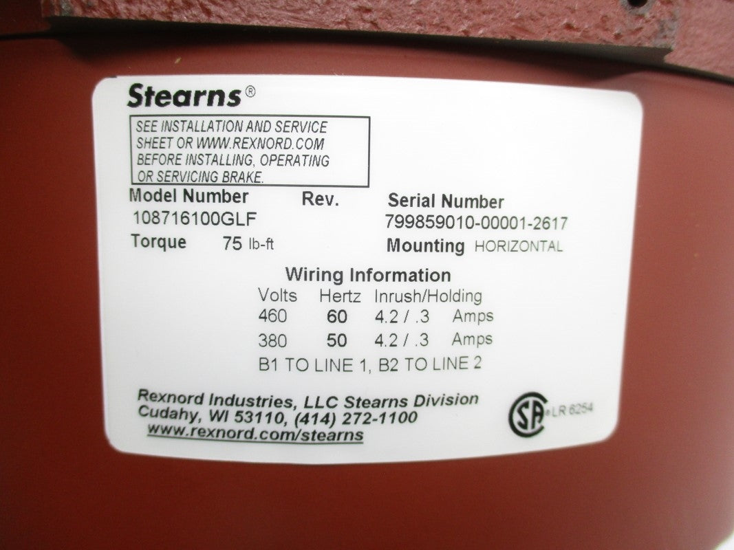 STEARNS 108716100GLF 460V 4.2/.3A NSMP