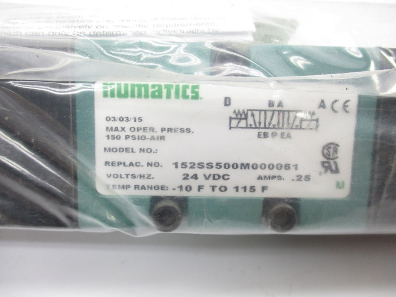 NUMATICS 152SS500M000061 24VDC .25A 150PSI -10-115'F NSMP