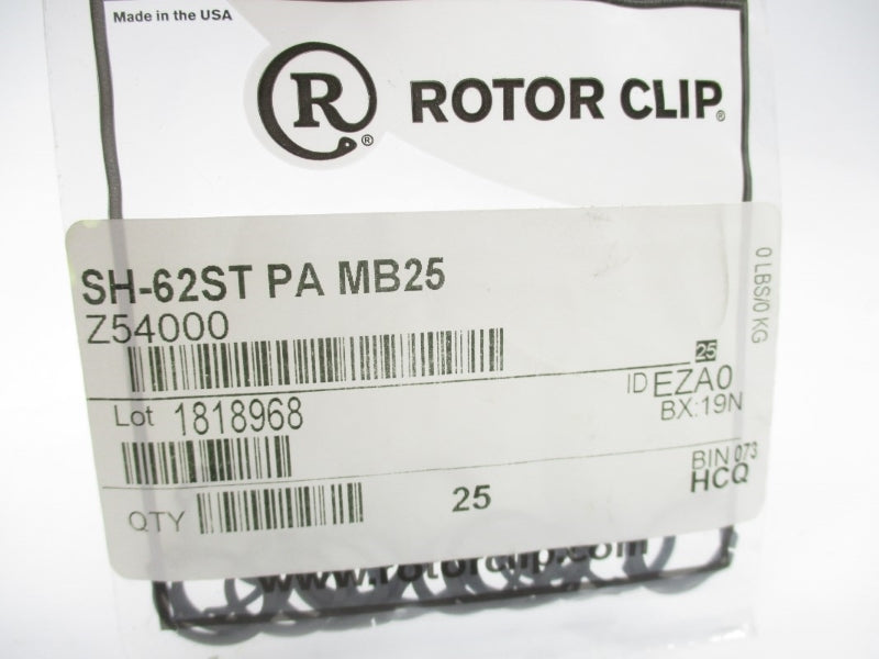 ROTOR CLIP SH-62ST-PA (PKG OF 25) NSMP