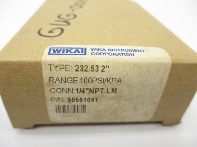 WIKA 50551051 0-100PSI 1/4" NSMP