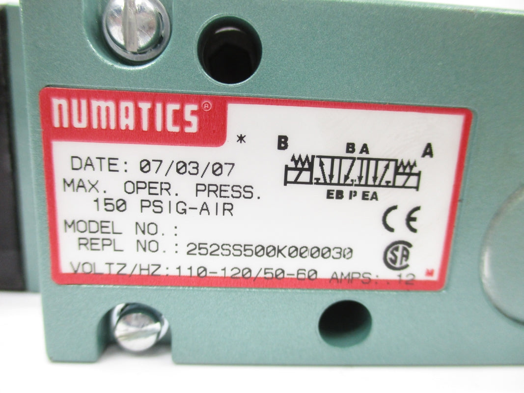 NUMATICS 252SS500K000030 110-120V .12A 150PSI NSNP