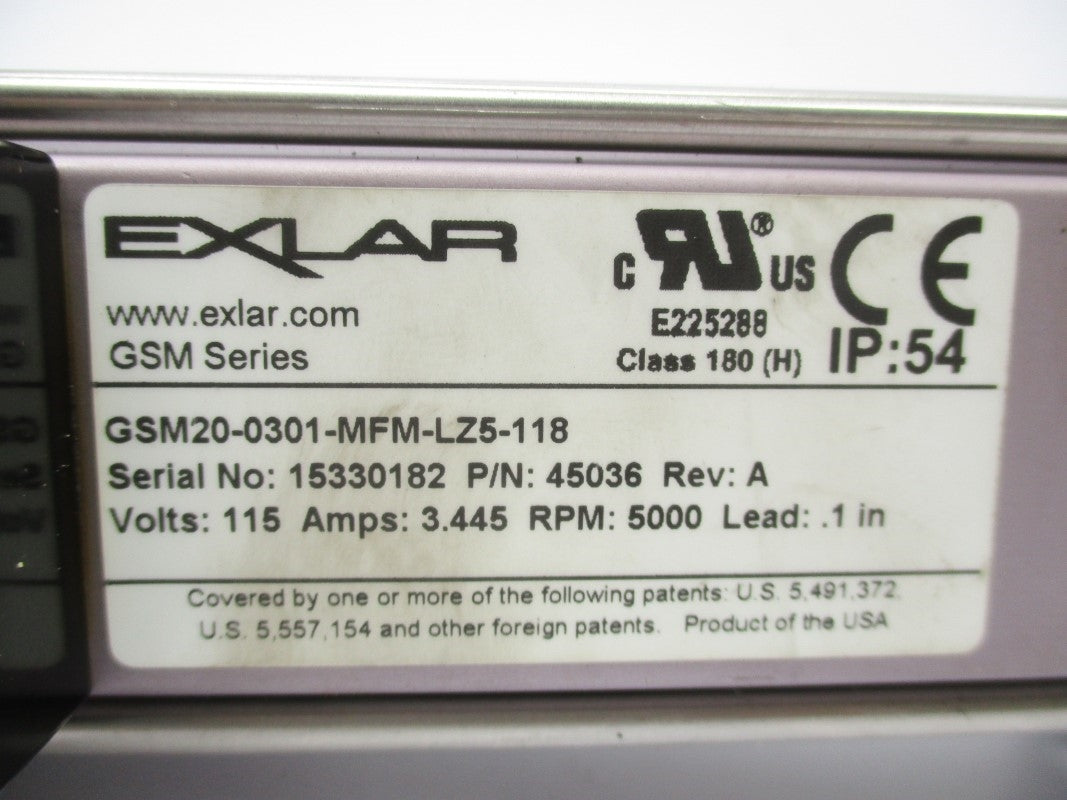 EXLAR GSM20-0301-MFM-LZ5-118 45036 115V 3.445A NSNP