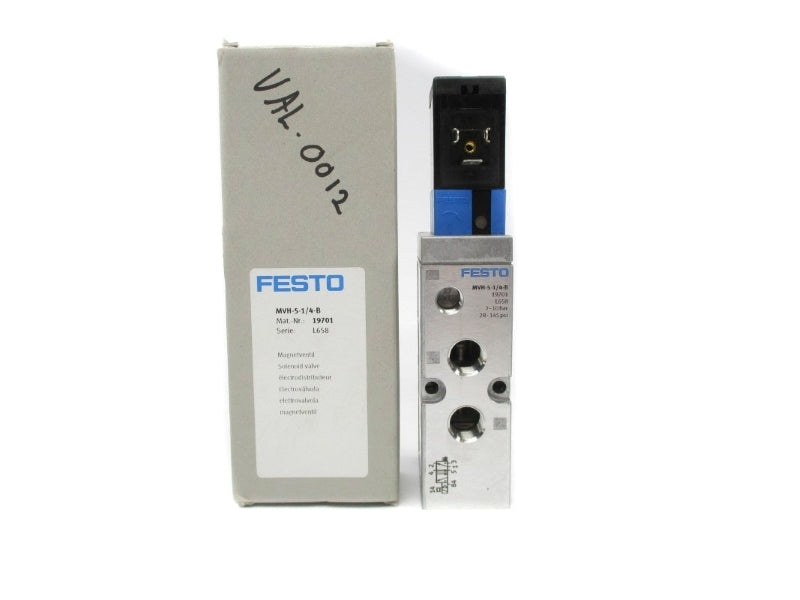 FESTO MVH-5-1/4-B 19701 20.4-26.4VDC 28-145PSI NSMP