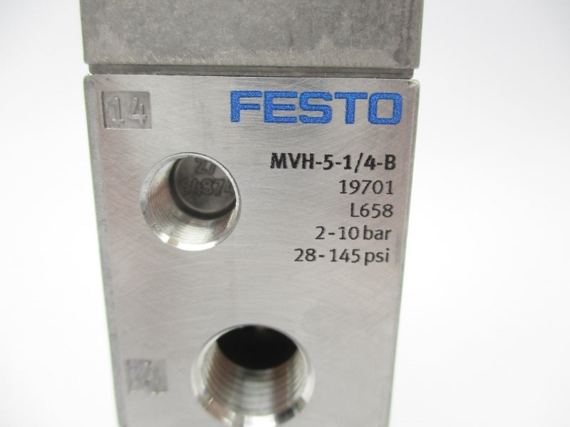 FESTO MVH-5-1/4-B 19701 20.4-26.4VDC 28-145PSI NSMP