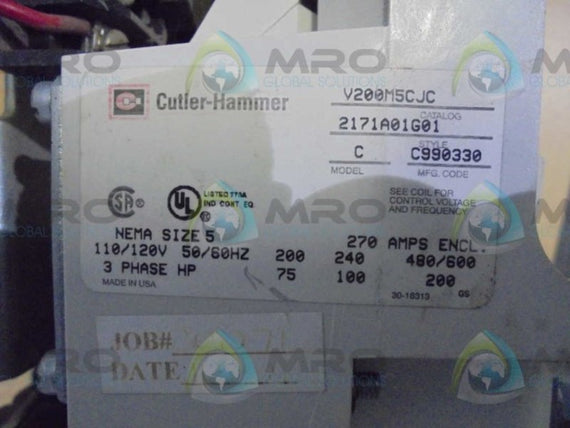 CUTLER HAMMER  V200M5CJC MODEL C SIZE 5 MOTOR STARTER * USED *