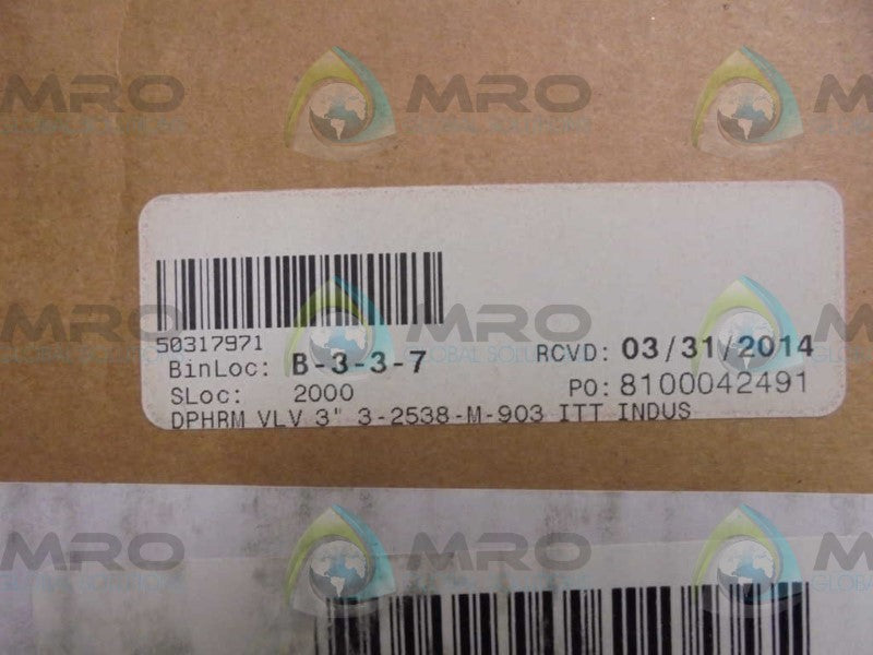 ITT  3-2538-M-903  3" VALVE * FACTORY SEALED *