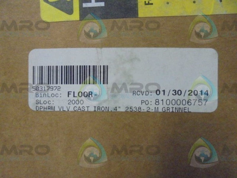 ITT 2538-2-M  4" CASTIRON VALVE * FACTORY SEALED *