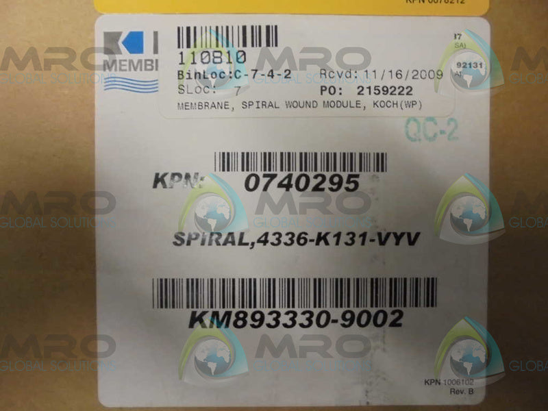 KOCH  2159222 SPIRAL WOUND MODULE * FACTORY SEALED *