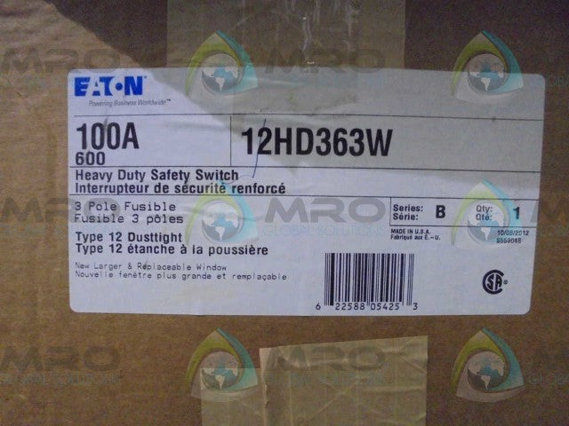 CUTLER HAMMER 12HD363W HEAVY DUTY SAFETY SWITCH **GENUINE**